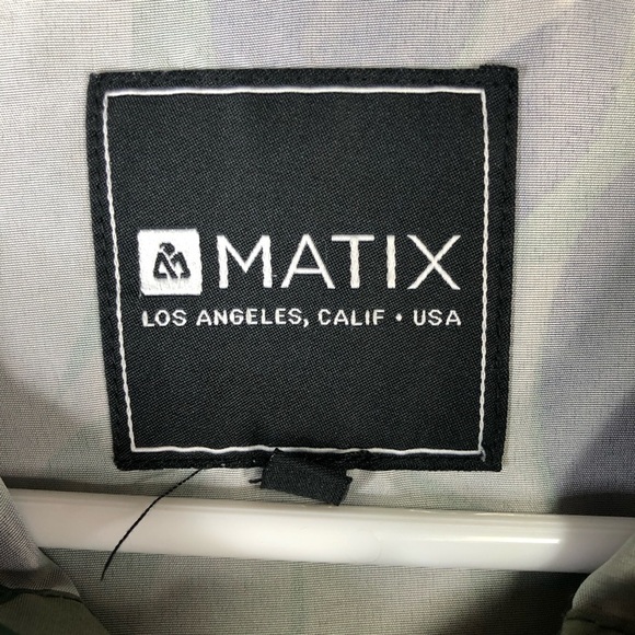 Matix Palm camouflage polyester zip hooded windbreaker jacket green S - Picture 2 of 10